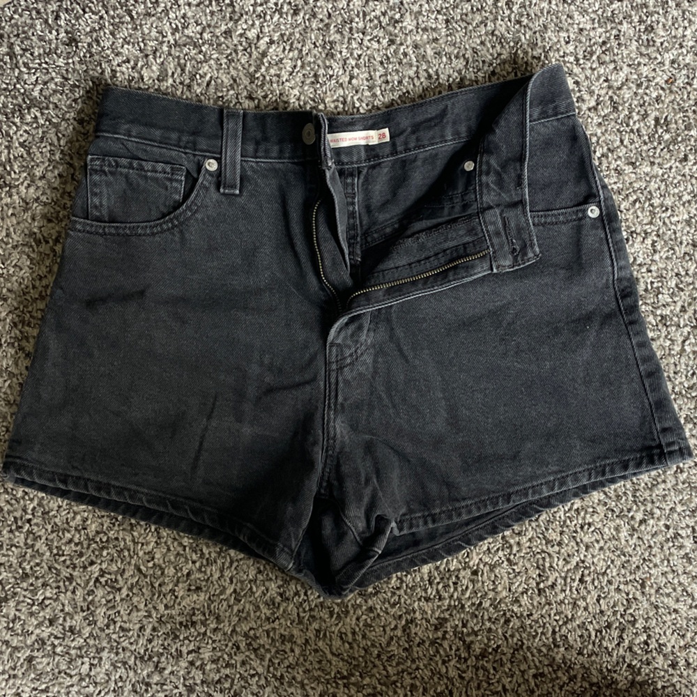 Levi Strauss High Waisted Mom Black Denim Shorts